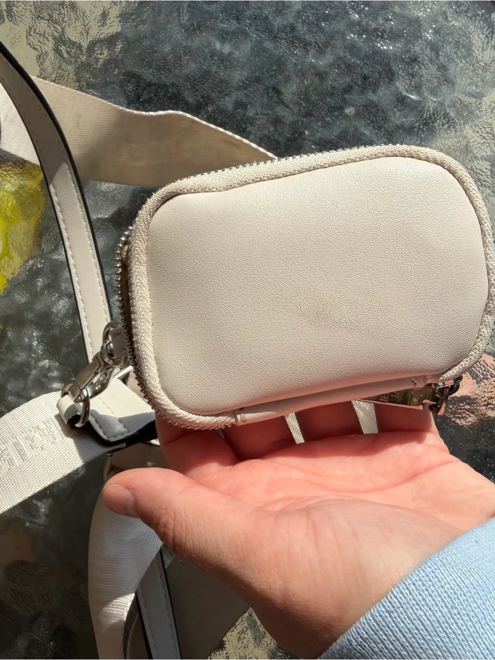 Steve Madden Bevelyn Cream Crossbody Bag with Logo Strap & thin strap